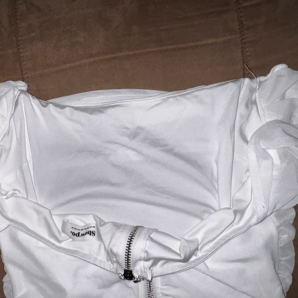 Showpo White Off Shoulder Ruched Bodycon Midi Dress XL/10 - Picture 9 of 9